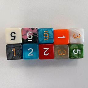 Dice with numbers (set of 10)